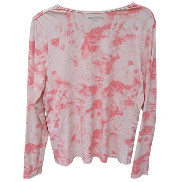 Hang Ten UV Protection Long Sleeve Swim Top Tie Dye Pink UPF50 Large Rash Guard - Picture 2 of 7